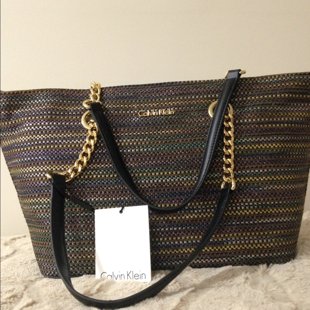 Calvin Klein N-Florence Purple/Natural Combo Tote