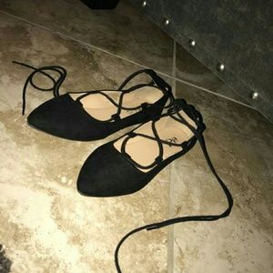 Black velvet flats