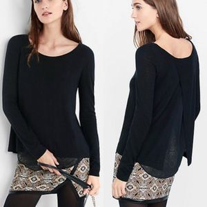 Express crepe lined split back sweater