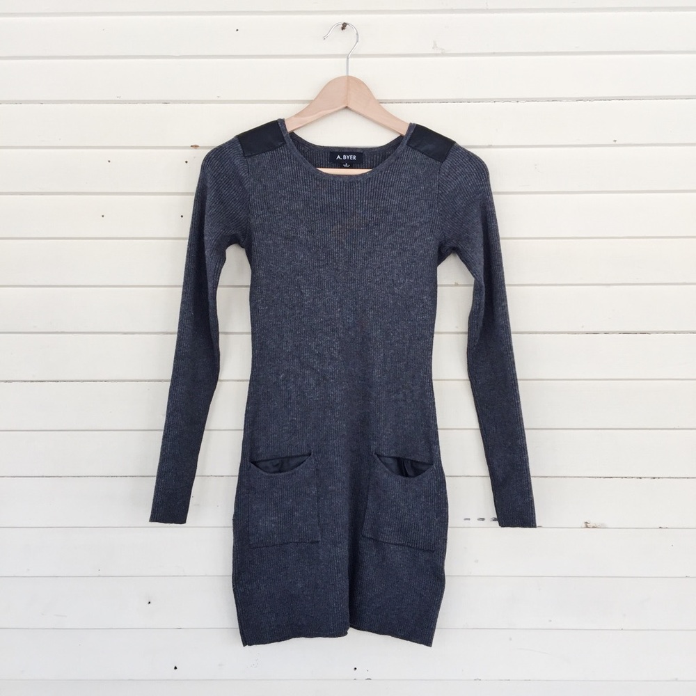 ▪️Women's Sweater dress with Faux Leather▪️ - Picture 5 of 8