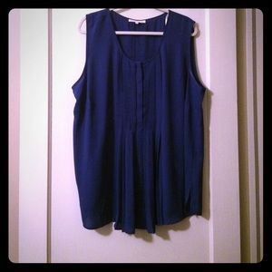 NWOT royal blue sleeveless blouse with pleats