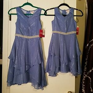 NWT Blue & Silver Fancy Girls Dress (size 16 only)