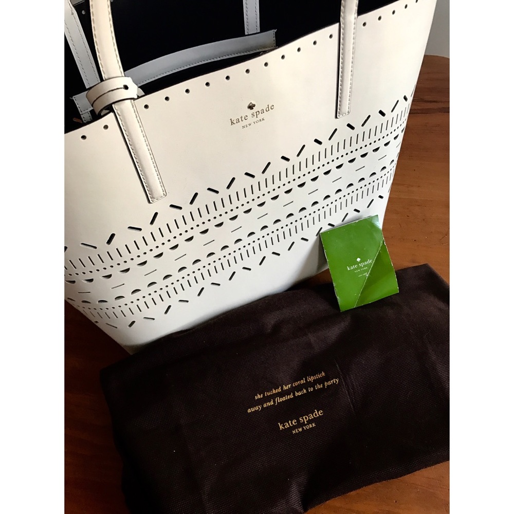 Kate Spade Eyelet White Cutout Bag Tote Cute Rare