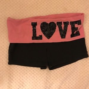 VS Pink sequin yoga foldover shorts
