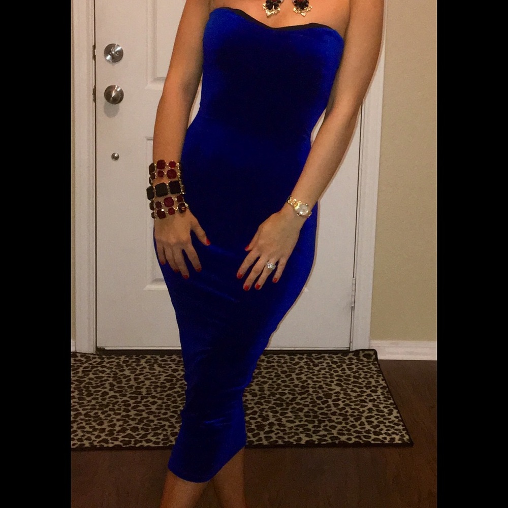 Blue velvet dress