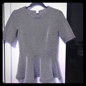 Vintage HM Peplum black and white dot top