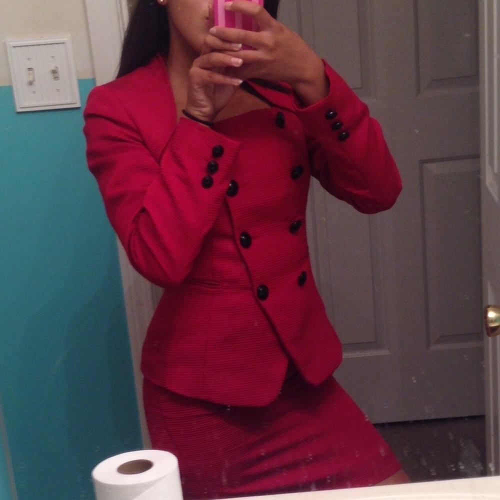 Antonio Melani Red Business Skirt Suit