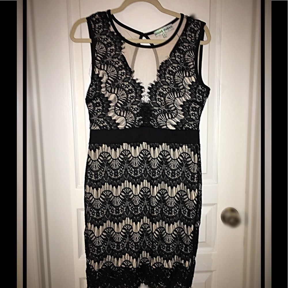 Mini dress with lace overlay and stretch, NWOT