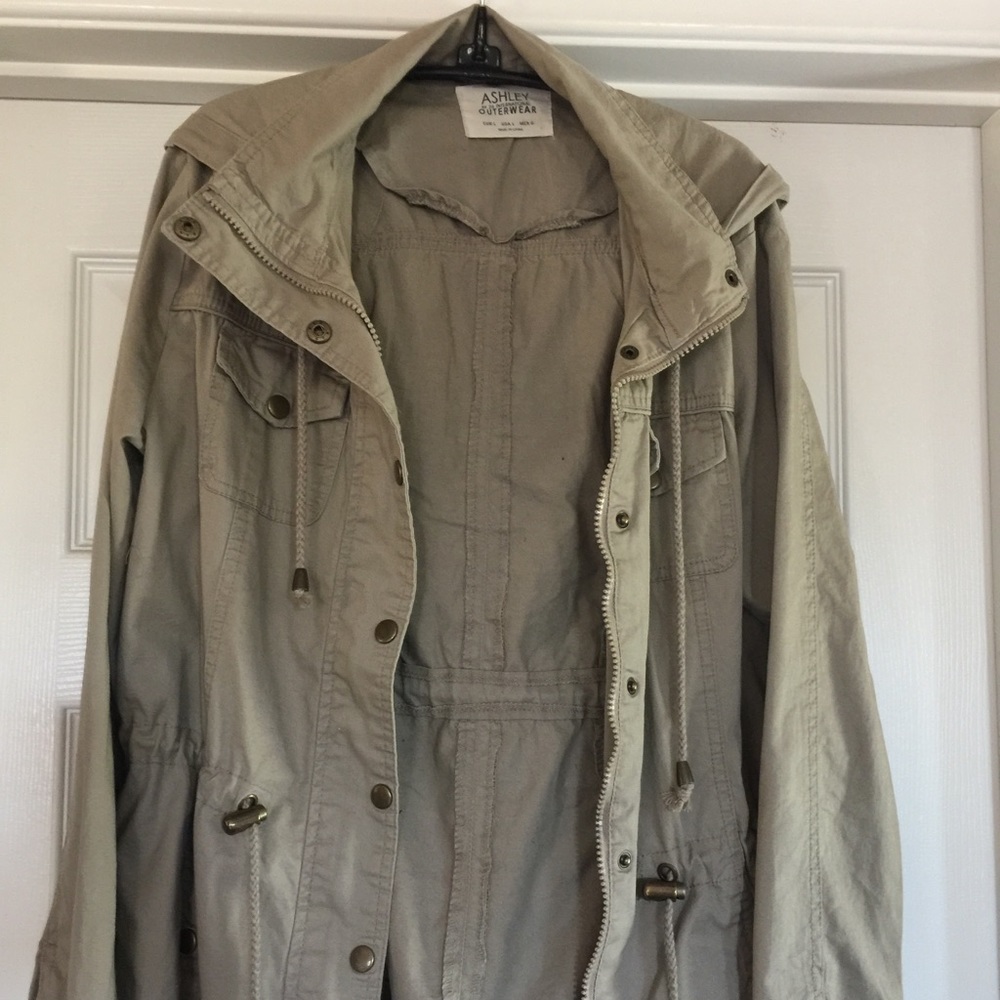 Hooded khaki jacket