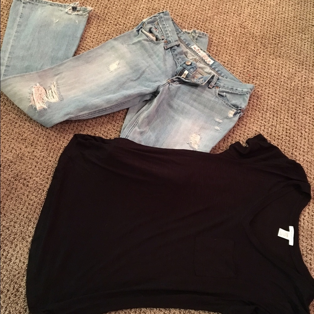Hollister jeans cali flare 5r and top M