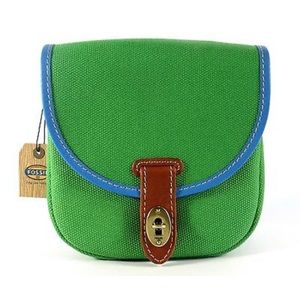 SOLD Fossil side cross body  Green Austin Fab Flap