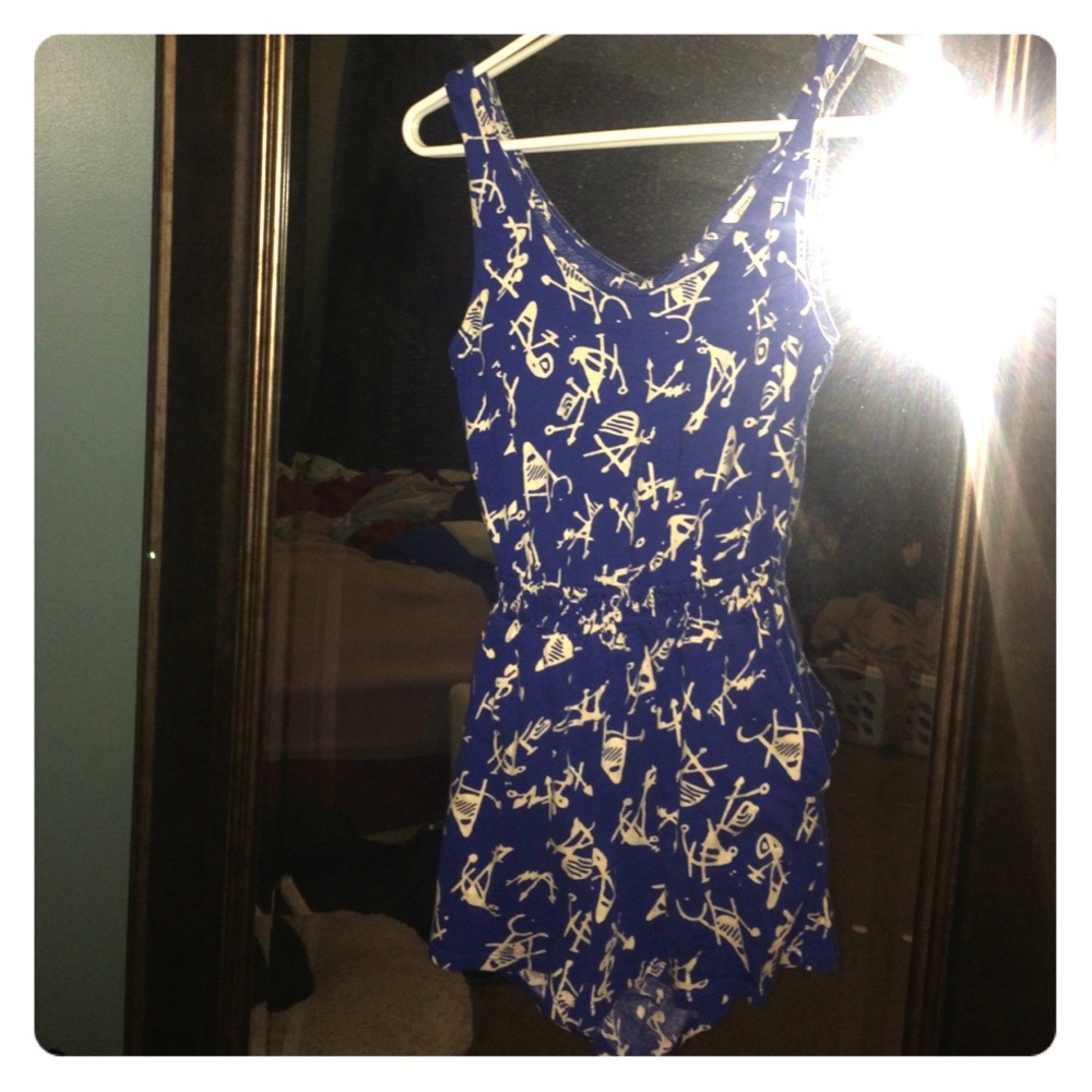 Blue and White Romper