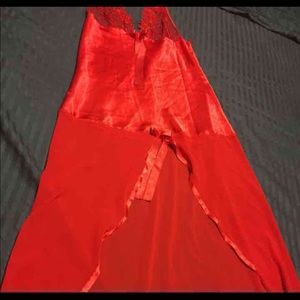 Lingerie like dress with flair, red