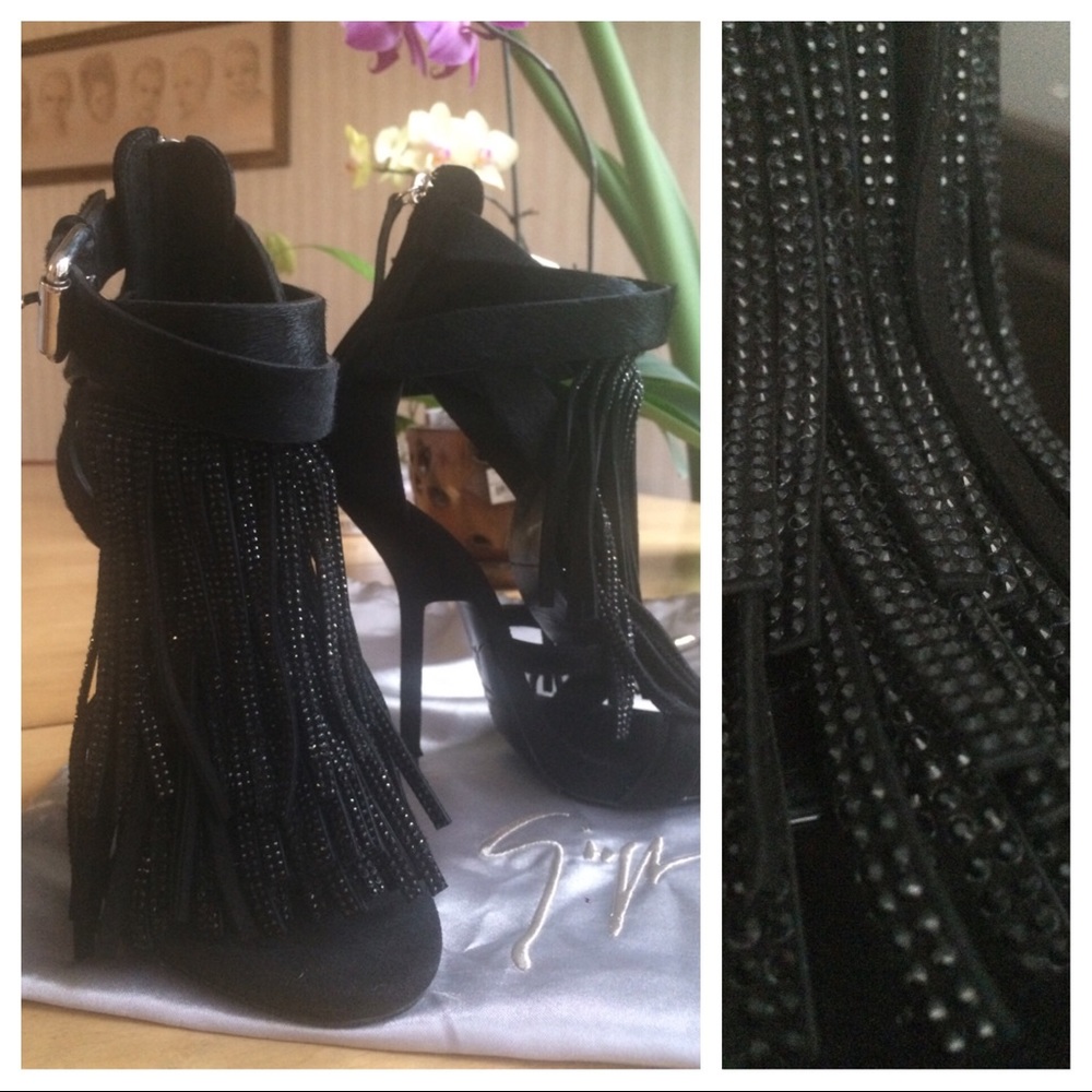 Giuseppe Zanotti calf hair Swarovski fringe