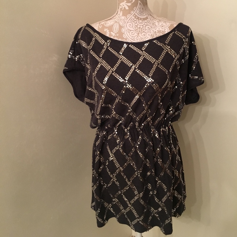 Steel grey with silver sequined top/dress