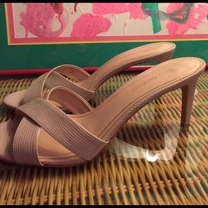 Enzo Angiolini Chris cross high heel slides.