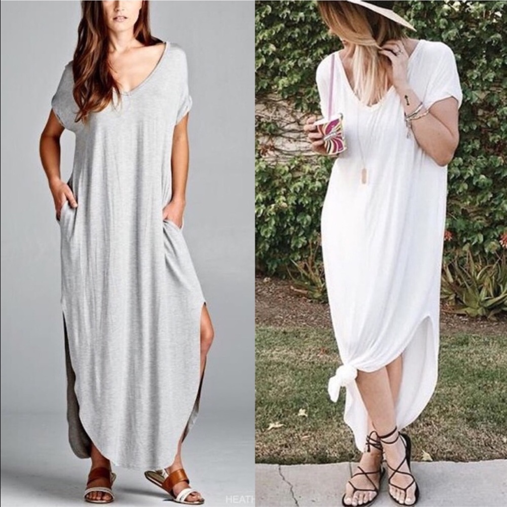 BLACK V-Neck Oversized Maxi Dress - Picture 2 of 2