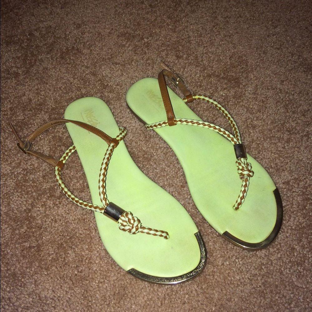 Target Neon Green and Brown sandals