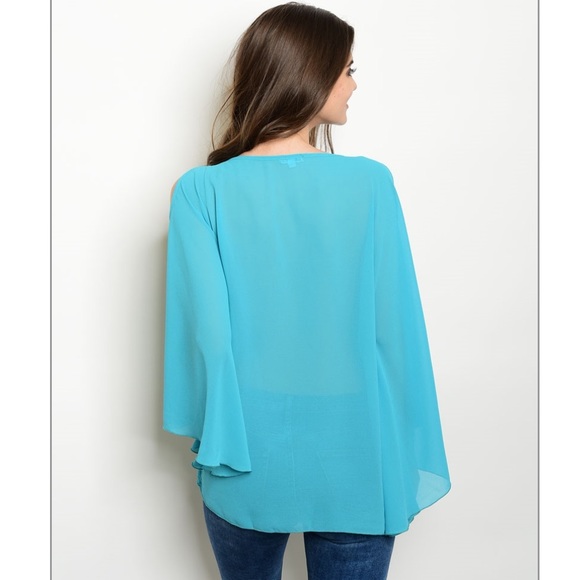 Turquoise Cold Shoulder Top❤️ - Picture 2 of 5