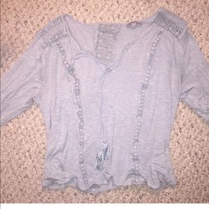 Long sleeve grey/mint shirt