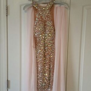 Nude sequined prom dress