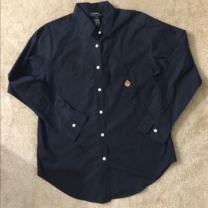 Lauren Ralph Lauren Black Button Up Shirt Sz 8