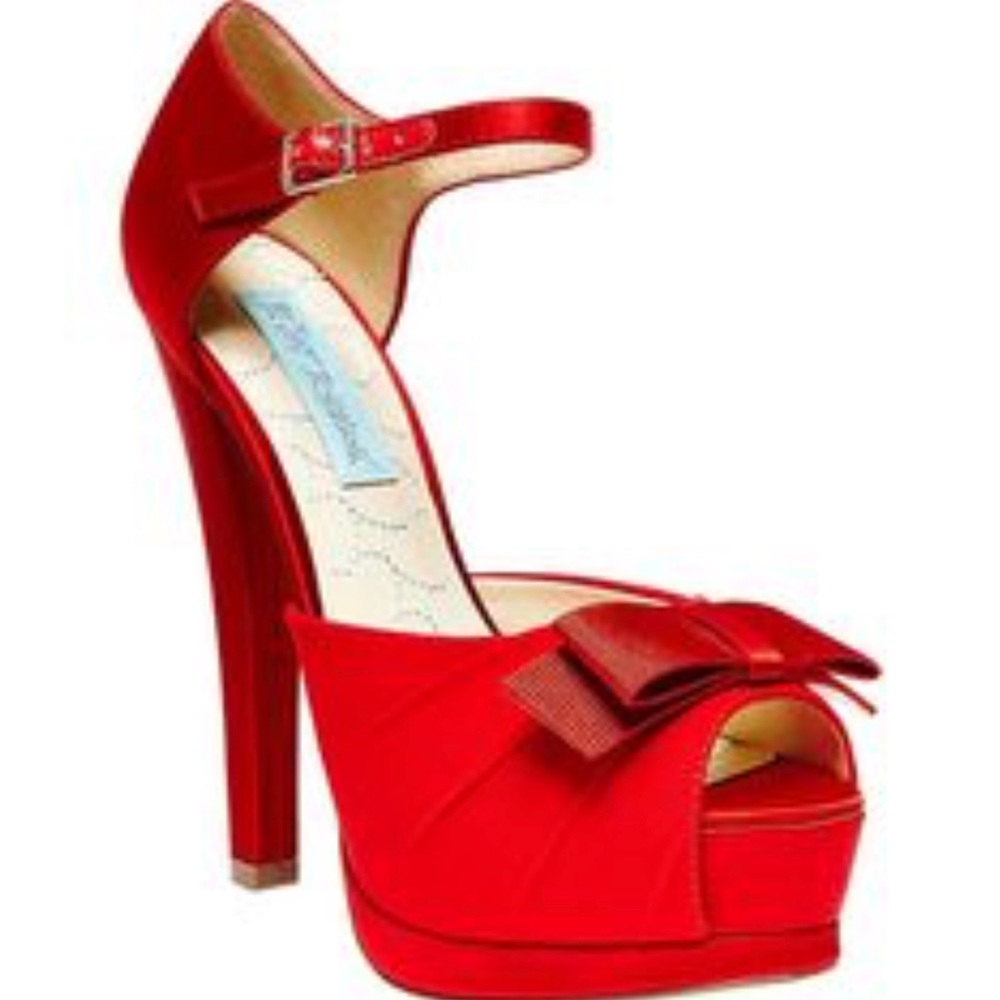 Betsey Johnson Red, satin, size 10, SB-POUF heels