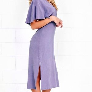 Drift Away Dusty Purple Midi Cape Dress by Lush