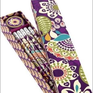 Vera Bradley Pencil Box Set in Plum Crazy