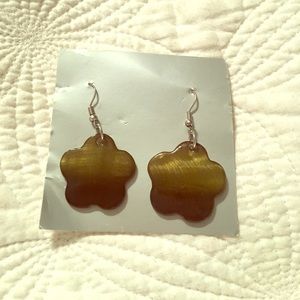 Green flower earrings