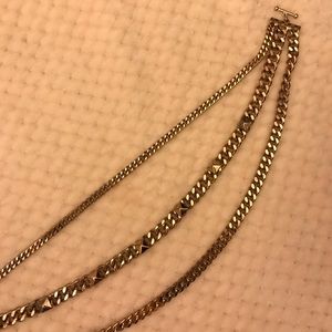 3 chain stud gold necklace