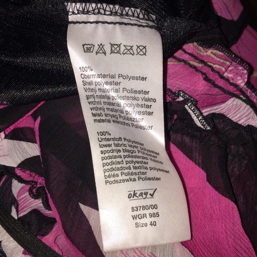 Okay ✔️ Black Pink Floral Chiffon Dress 40 - Picture 4 of 4