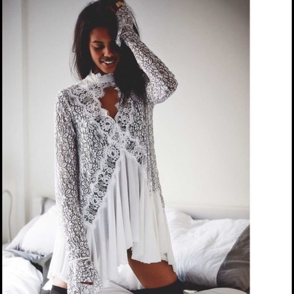 White lace flowy dress
