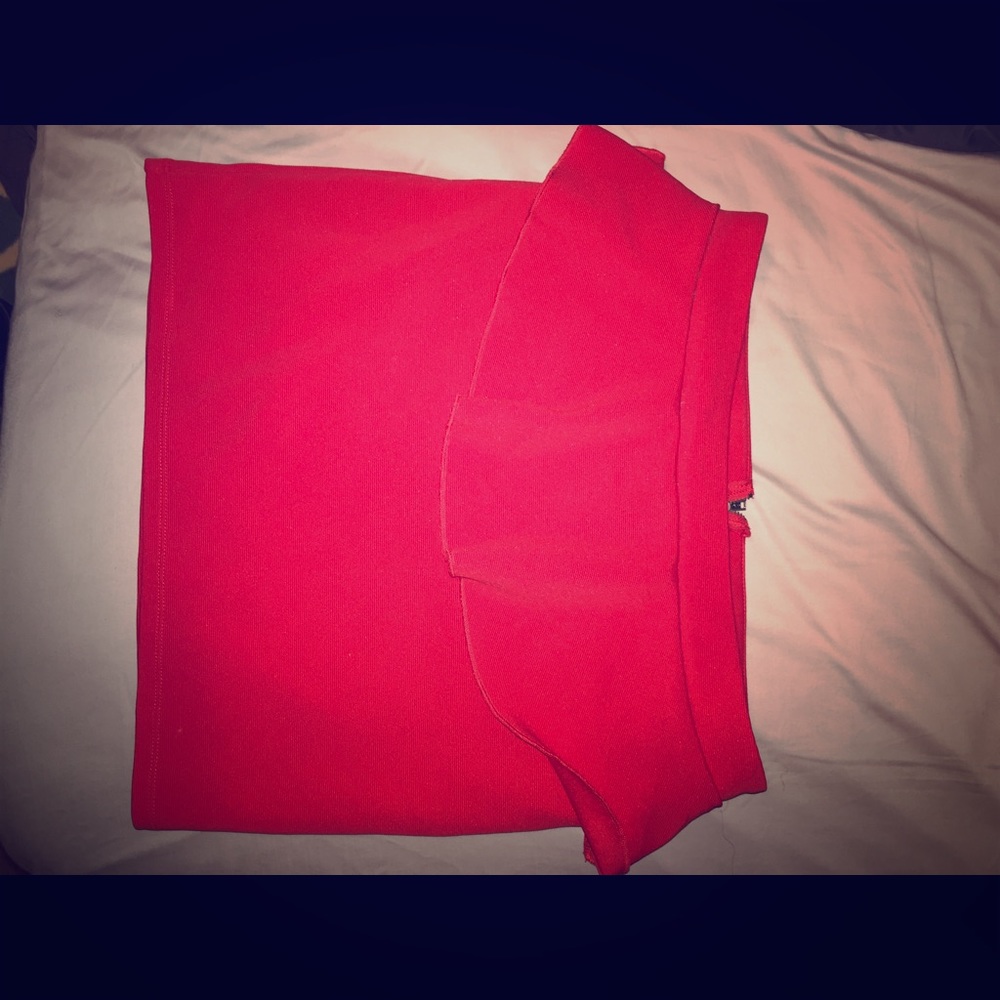 Red peplum mini skirt