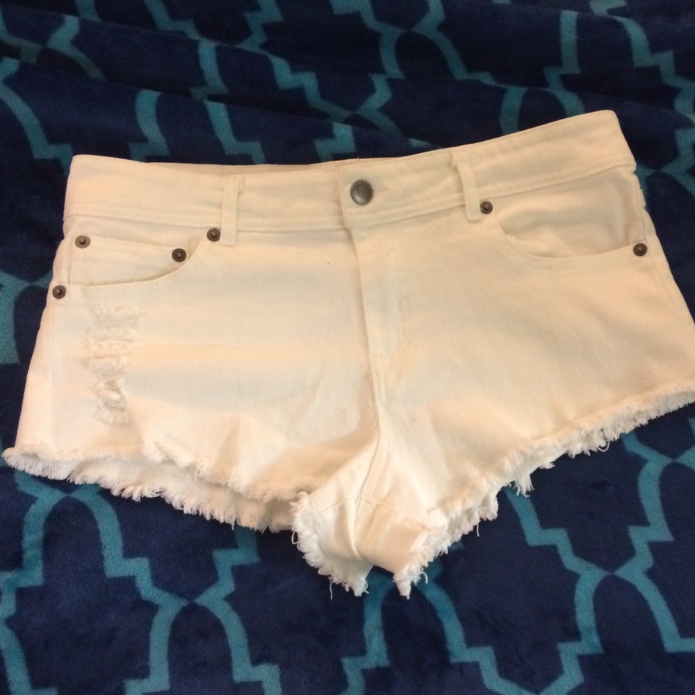 White jean cut offs