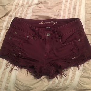 Burgundy American Eagle Jean Shorts