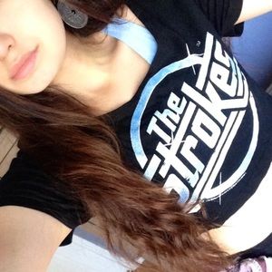 Black Strokes band t-shirt crop top