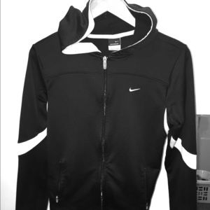 NIKE  jacket black women's med yellow swish