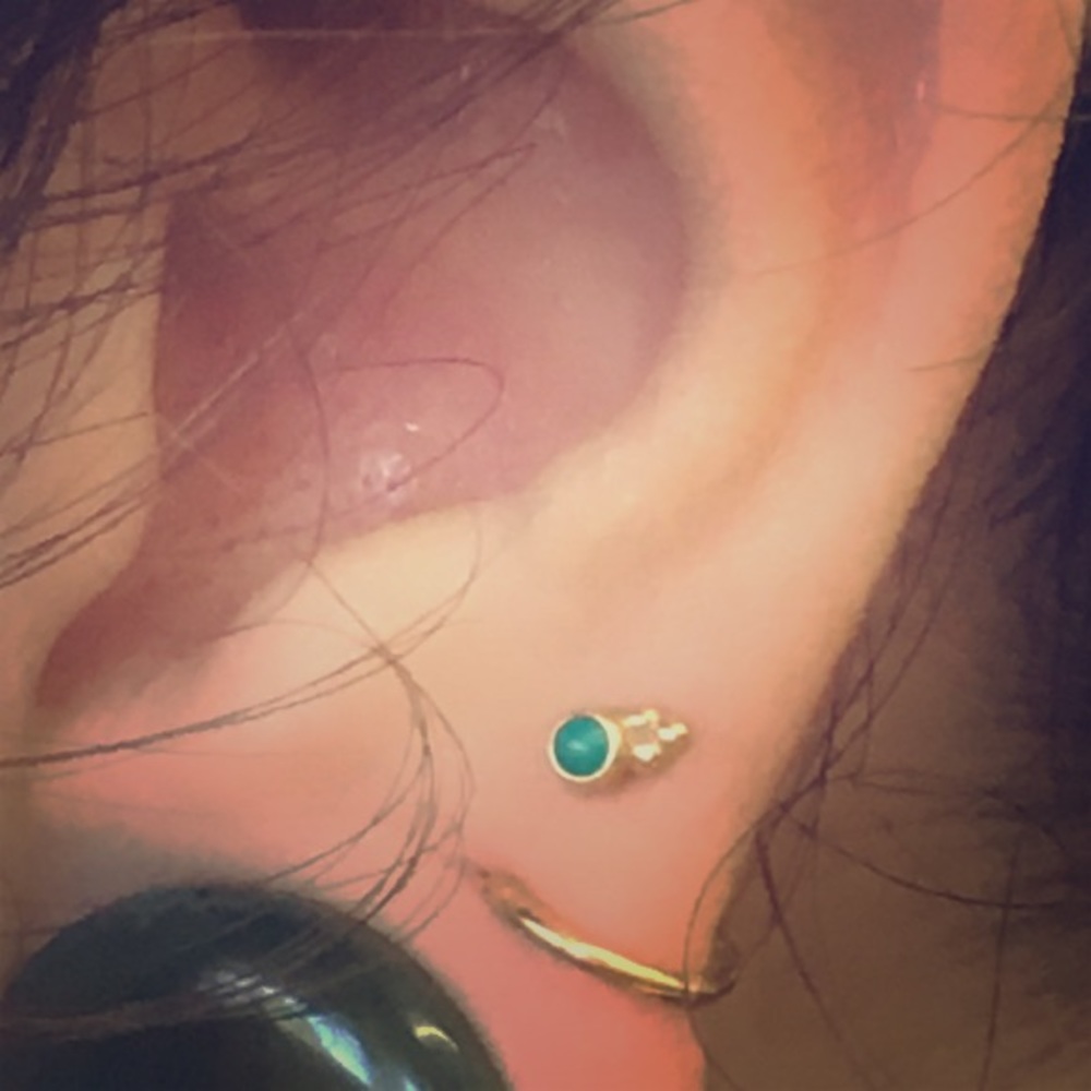 Custom nose ring and 18 gauge screw piercings