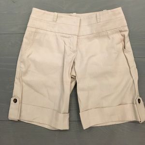 Bebe Bermuda shorts with silver shimmer stripe