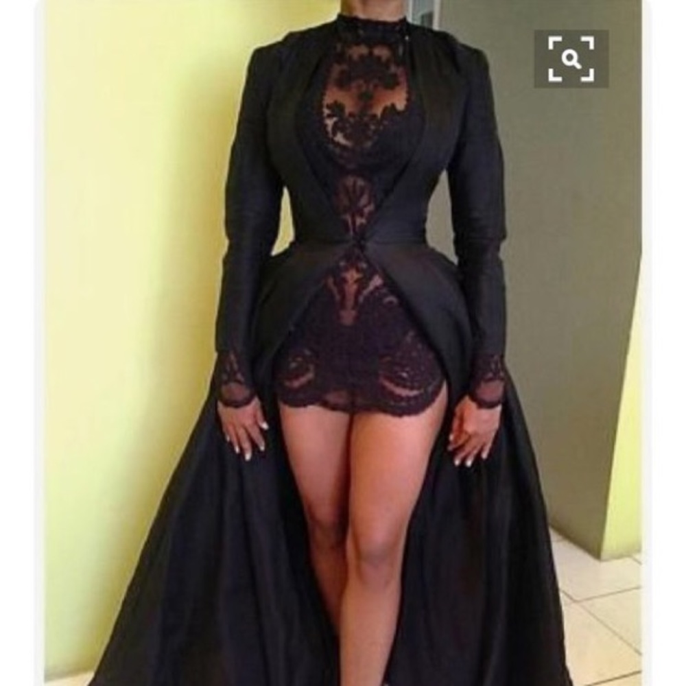 Black Lace Dress with Jacket Gown