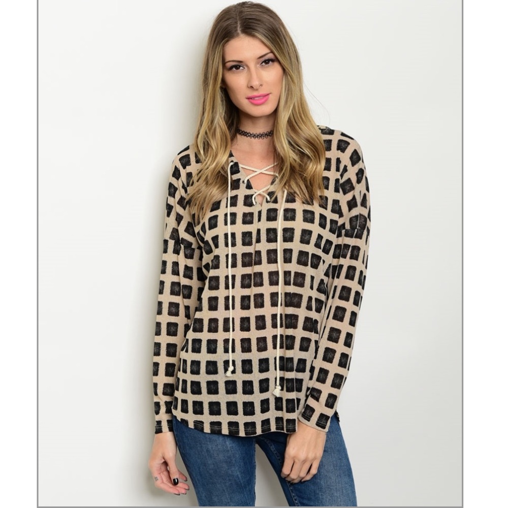 Hooded Lace Up Top