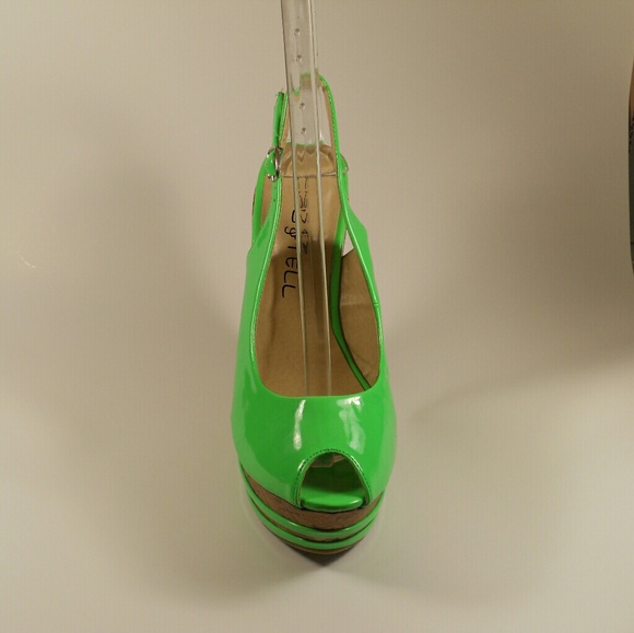 NEON GREEN WEDGES - Picture 3 of 3