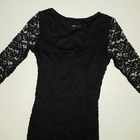 ASOS Size 4 LBT Black Lace Longsleeve Dress - Picture 2 of 3