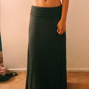 Comfy striped floor length maxi skirt
