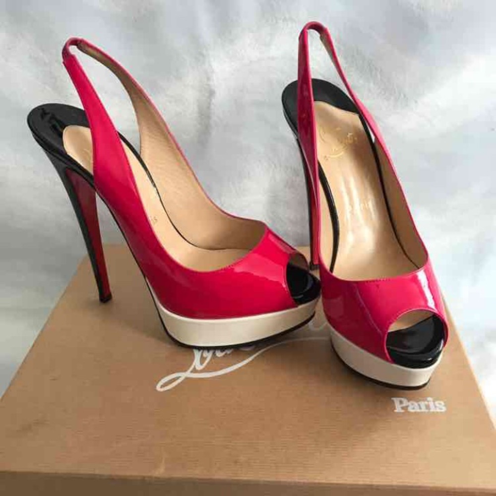 Authentic CL Lady Peep Sling 150mm size 38