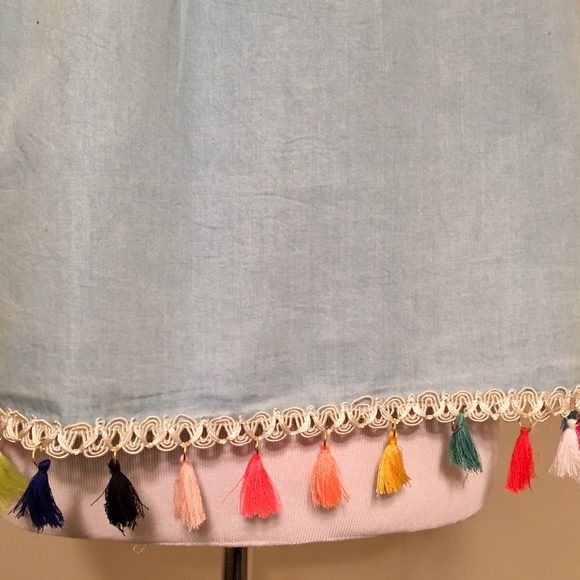 Boho Off The Shoulder Chambray Top - Picture 5 of 5