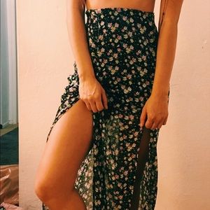 PACsun floral maxi skirt with slits