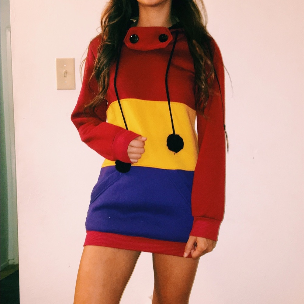 Multicolor striped hoodie with buttons