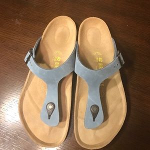 Birkenstock gizeh, size 42, blue suede
